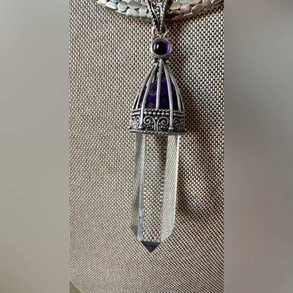 Sajen Silver and Amethyst Crystal Pendant - Picture 3 of 4